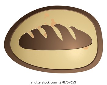 Bread Sign on an Oval Brown Shape, Vector Illustration. 