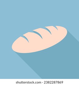 Signo de pan. Icono de seda crudo con una sombra muy larga en el fondo azul cielo oscuro. Ilustración.
