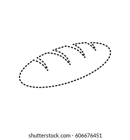 Bread sign. Vector. Black dashed icon on white background. Isolated.