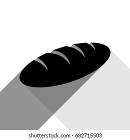 Bread sign. Vector. Black icon with two flat gray shadows on white background.