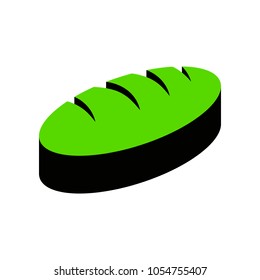Bread sign. Vector. Green 3d icon with black side on white background. Isolated.
