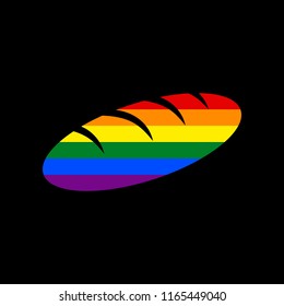 Bread sign. Vector. Icon with colors of LGBT flag at black background.