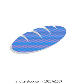 Bread sign. Vector. Neon blue icon with cyclamen polka dots pattern with light gray shadow on white background. Isolated.