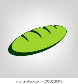 Bread sign. Vector. Yellow green solid icon with dark green external body at light colored background.