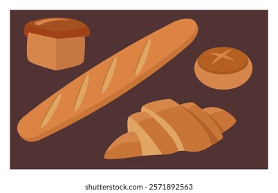 Bread simpel and cute flat illustration