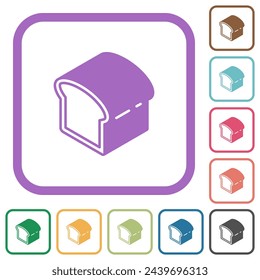 Bread simple icons in color rounded square frames on white background