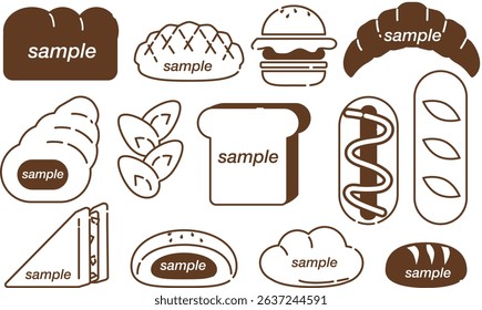 Bread simple vector illustration design frame material set