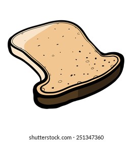 Bread slice. A children's sketch. Color image
