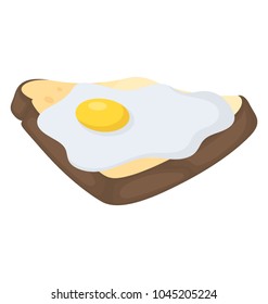 A bread slice with fry egg breakfast food