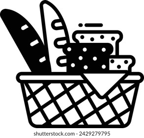Bread slice glyph and line vector illustration