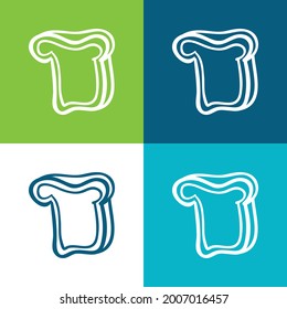 Bread Slice Hand Drawn Food Flat four color minimal icon set