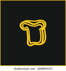 Pieza de pan Mano Dibujo Alimento amarillo brillante icono de neón