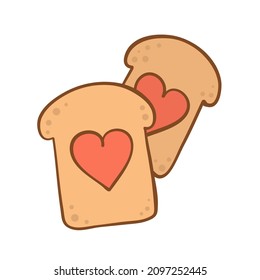 Brotscheibe und Herz für Valentinstag-Kartendesign