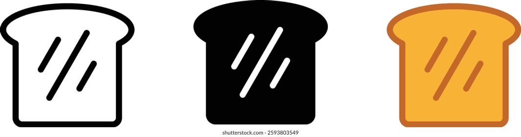 Bread slice icon in lined, isolated and colored style. Editable Stroke. Vector illustration