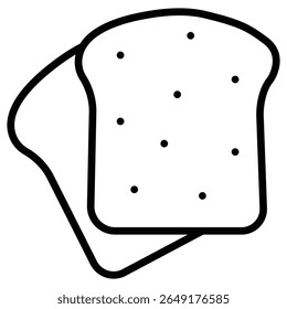 ícone de fatia de pão Projeto de vetor de linha fina
