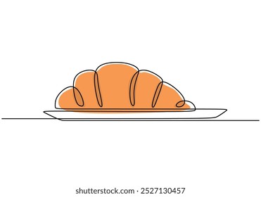 Fatia de pão em um desenho de linha contínua. Design linear simplificado para temas de padaria e culinária. Ilustração minimalista desenhada à mão.