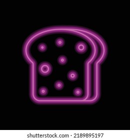 Bread. slice simple icon vector. Flat design. Purple neon on black background.ai