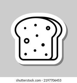 Bread. slice simple icon vector. Flat design. Sticker with shadow on gray background.ai