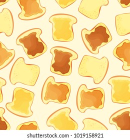 bread slice toast with jam - seamless pattern