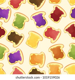 bread slice toast with jam - seamless pattern