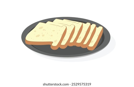 Bread slice vector illustration. White sliced ​​bread. Delicious toast. Bakery elements. Flat vector in cartoon style isolated on white background.