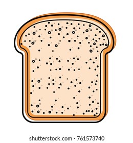 bread slice in watercolor silhouette on white background