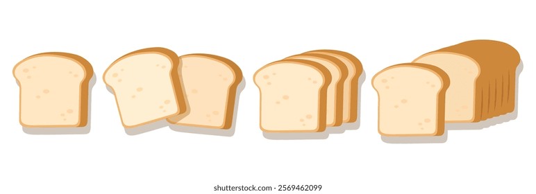 Bread sliced bakery icon set vector illustration