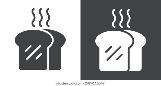bread slices icon Flat set in black and white color outline vector