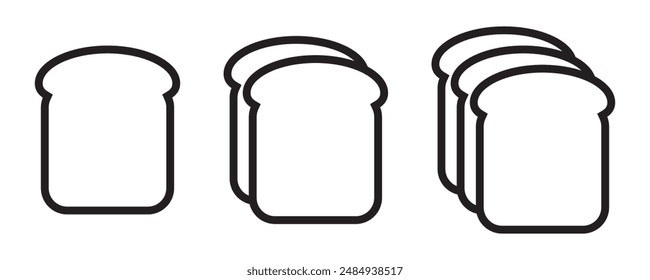 Bread slices icon. Vector line icons set.