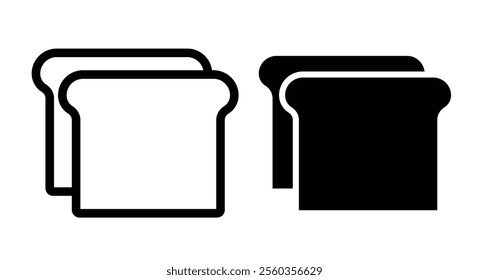 Bread slices Icons. black and white vector illustration set.