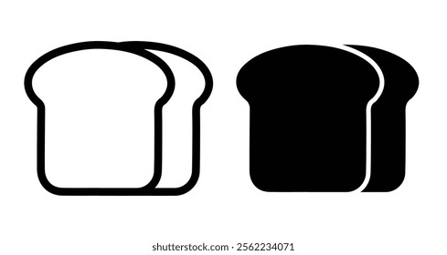 Bread slices Icons pack in outlined and flat versions