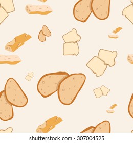 Bread slices seamless texture vector illustration