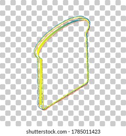 Bread slices sign. Blue to green gradient Icon with Four Roughen Contours on stylish transparent Background. Illustration.