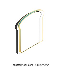 Bread slices sign. Blue icon with gold contour with dark gray shadow at white background. Illustration.