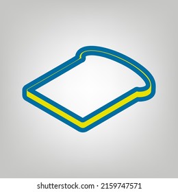 Brotscheiben-Schild. Symbol in den Farben der Ukraine Flagge (gelb, blau) auf grauem Hintergrund. Illustration.