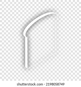 Bread slices sign. White Icon with dropped natural gray Shadow at transparent Background. Illustration.