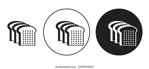 Bread slices vector icon set. breakfast toast symbol in black color