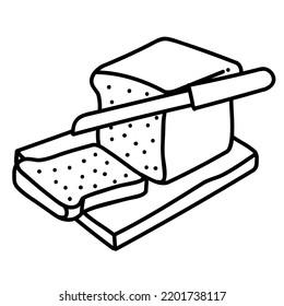 Bread slicing icon. Hand drawn vector illustration.