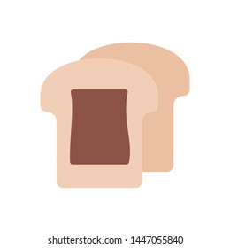bread smeared with chocolate, vector illustration isolated on white background