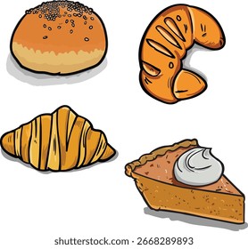 Vector de Pan y Bocadillos para el Diseño de Alimentos