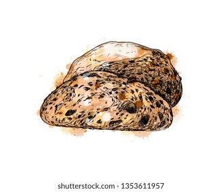 Bread from a splash of watercolor, hand drawn sketch. Vector illustration of paints
