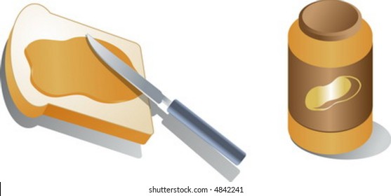 Bread with spread peanut butter Isometric 3d illustration