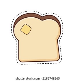 Bread with spread slice vector isolated on white background.