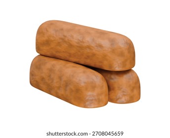 Icono de palo de pan Ilustración 3D Render