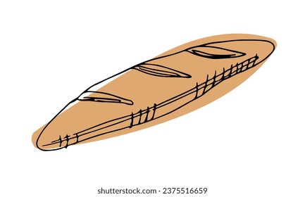 Bread stick vector illustration . Hand drawn sketch food illustration ,doodle flat style for various design projects such as advertising for bakery, cookbook, packaging and other  design uses.
