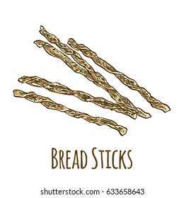 Bread sticks, full color hand drawn vector illustrations