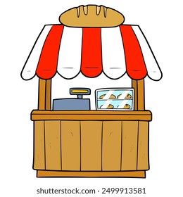 Ilustración de la tienda de pan dibujado a mano Vector aislado