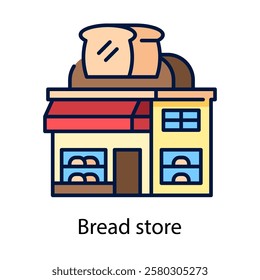bread store vector icon design illustration, filled line style