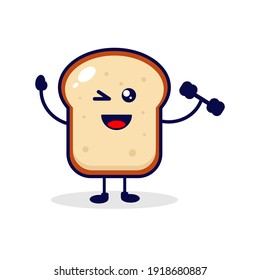 Bread strong cute character illustration