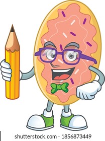 Bread student Mascot design concept studying at home. Vector illustration